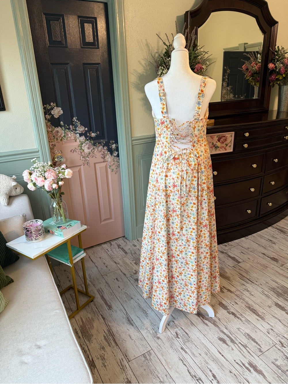 NWOT Petal & Pup Cream Floral-Accented Sundress - Picture 6 of 8